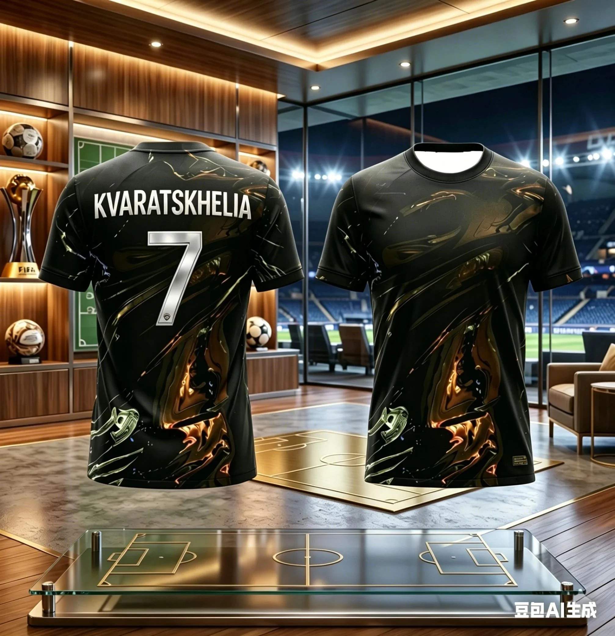 2026 Psg Football T-Shirt Soccer Jersey Black Gold Liquid Print Breathable Quick Dry Training Tee Fan Sport Top Men Women