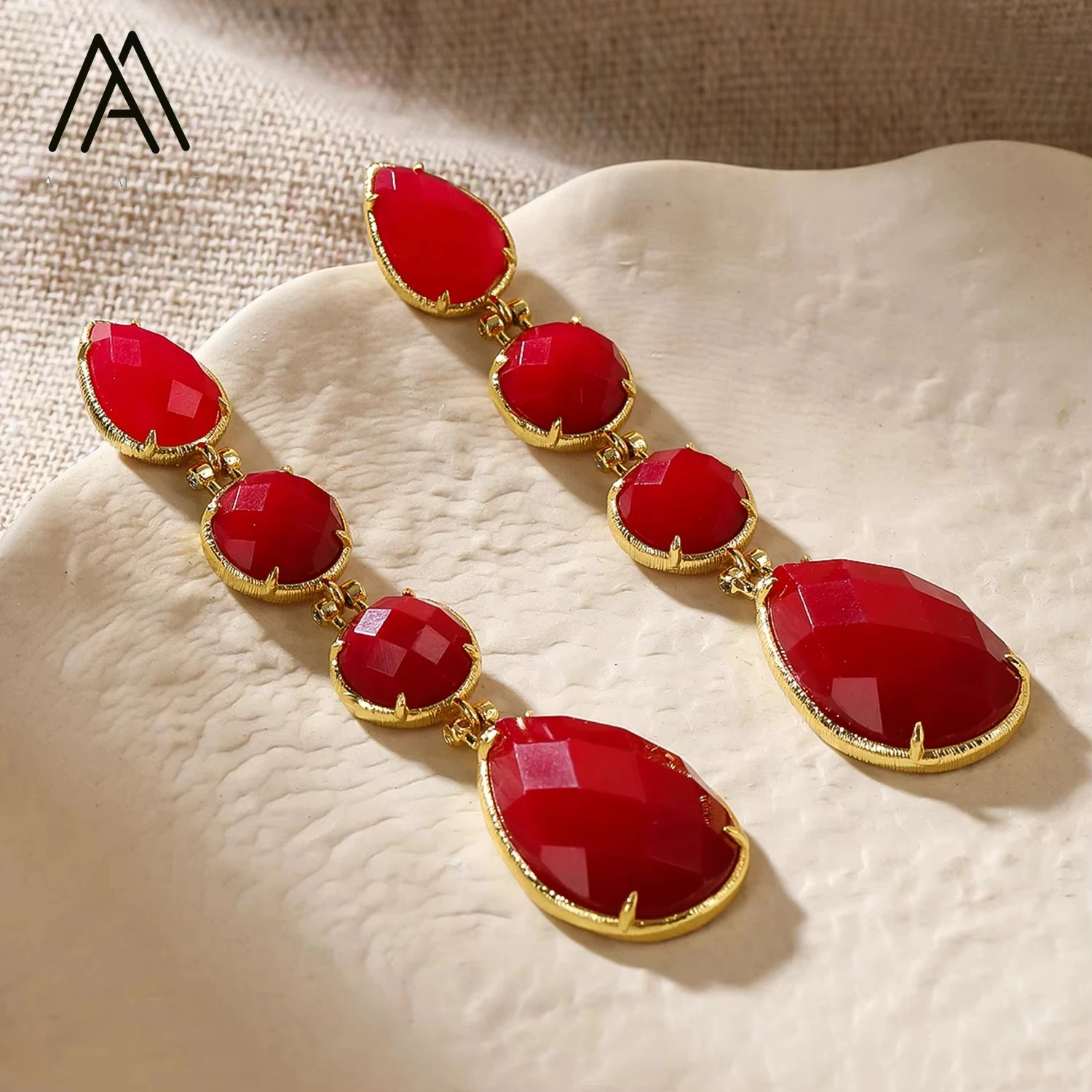 

Waterdrop Pendant Earring Natural Sparkling Stone Tiger Eye Earring Fashionable Vintage Style Earrings Daily Party Women Jewelry