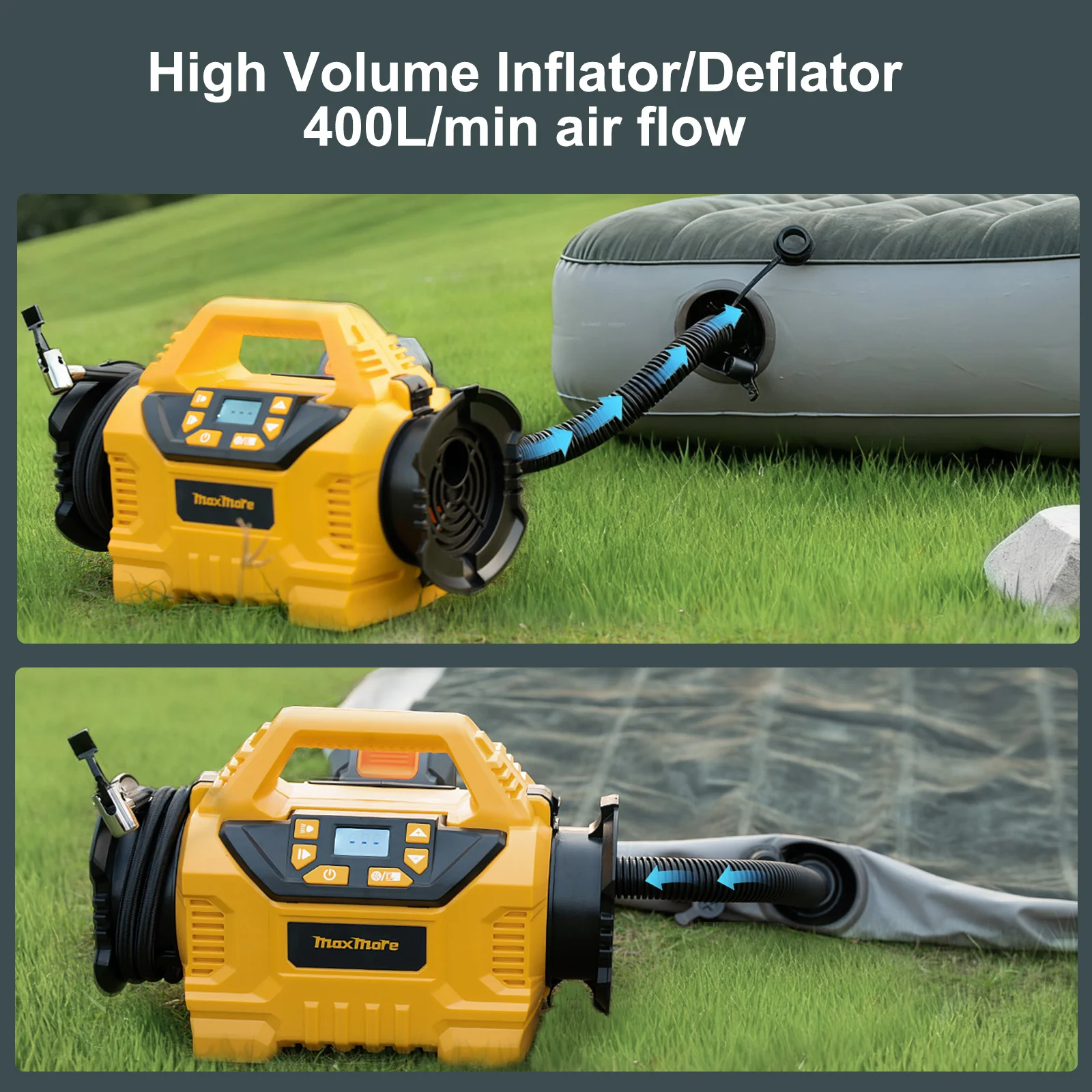 Compressore d'aria per gonfiaggio pneumatici, compatibile con batteria Dewalt da 20 V (solo utensile) Pompa d'aria da 160 PSI per pneumatici, basket, materassi d'aria