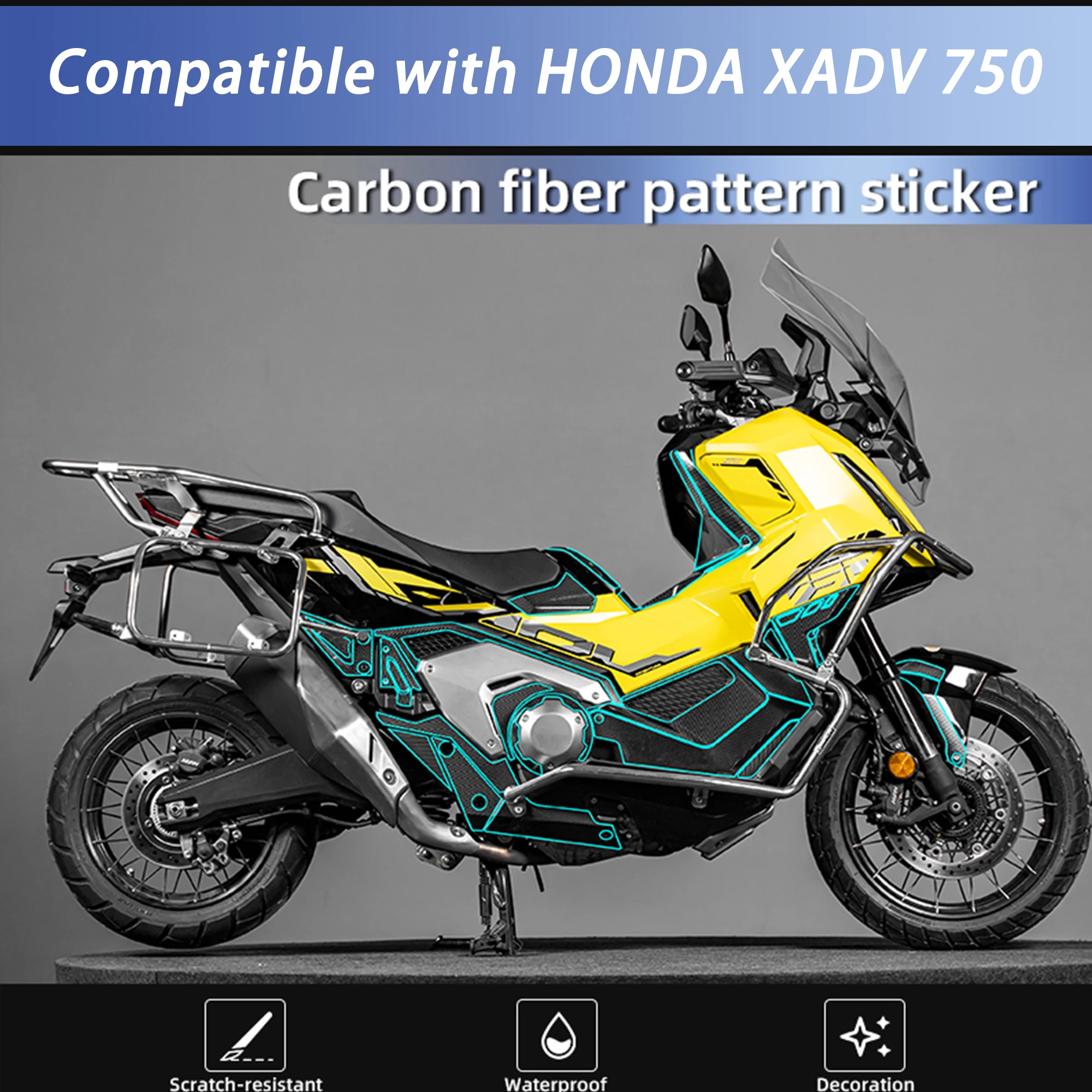 Motorcycle Anti‑Wear Body Decals Compatible with HONDA 2025 X‑ADV750 Carbon Fiber Fuel Tank Stickers Scratch‑Hiding Mod Parts