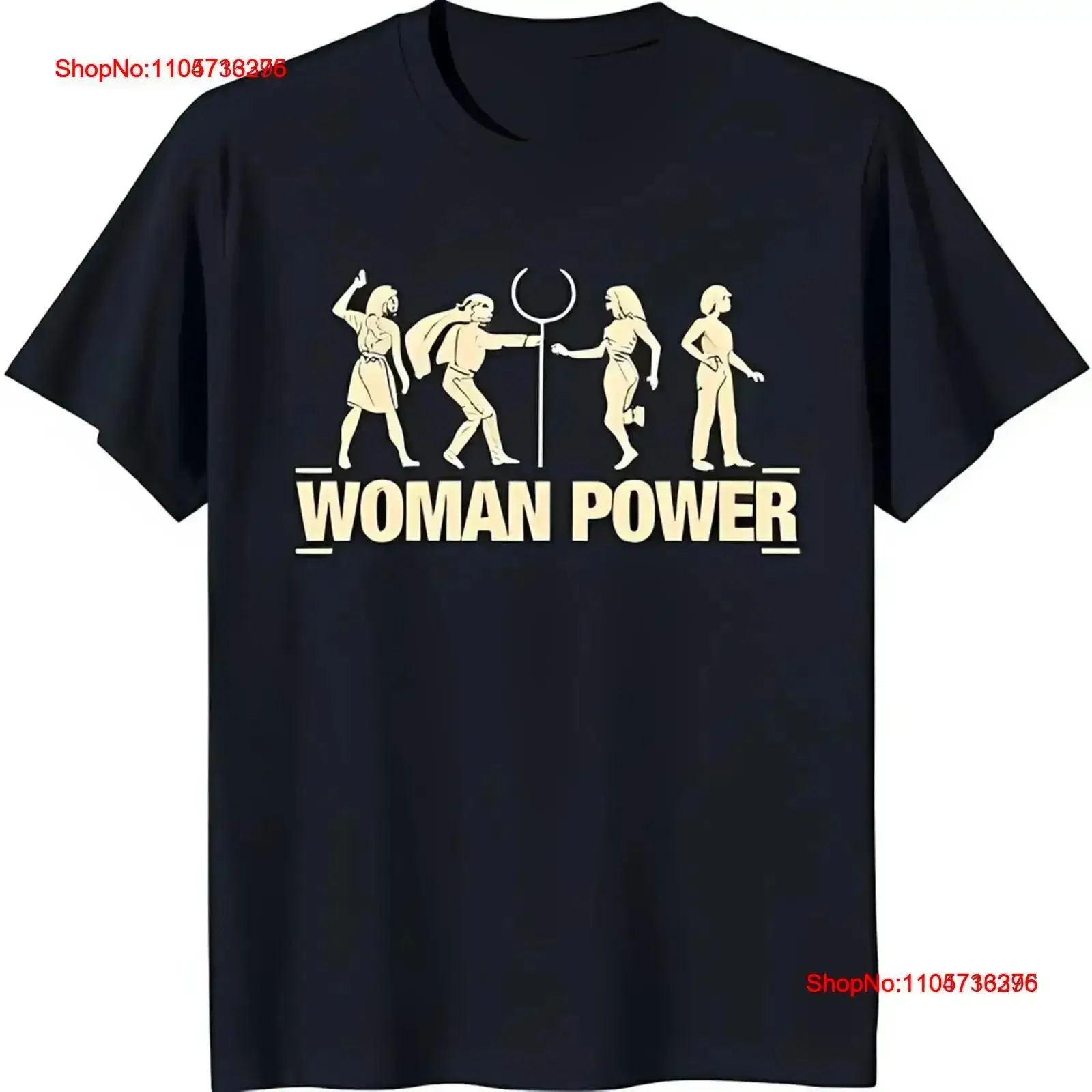 Empowering Women's T Shirt Black Neck with 'WOMAN POWER' Design Cotton vintage Washed streetwear designer clothes Soft homme