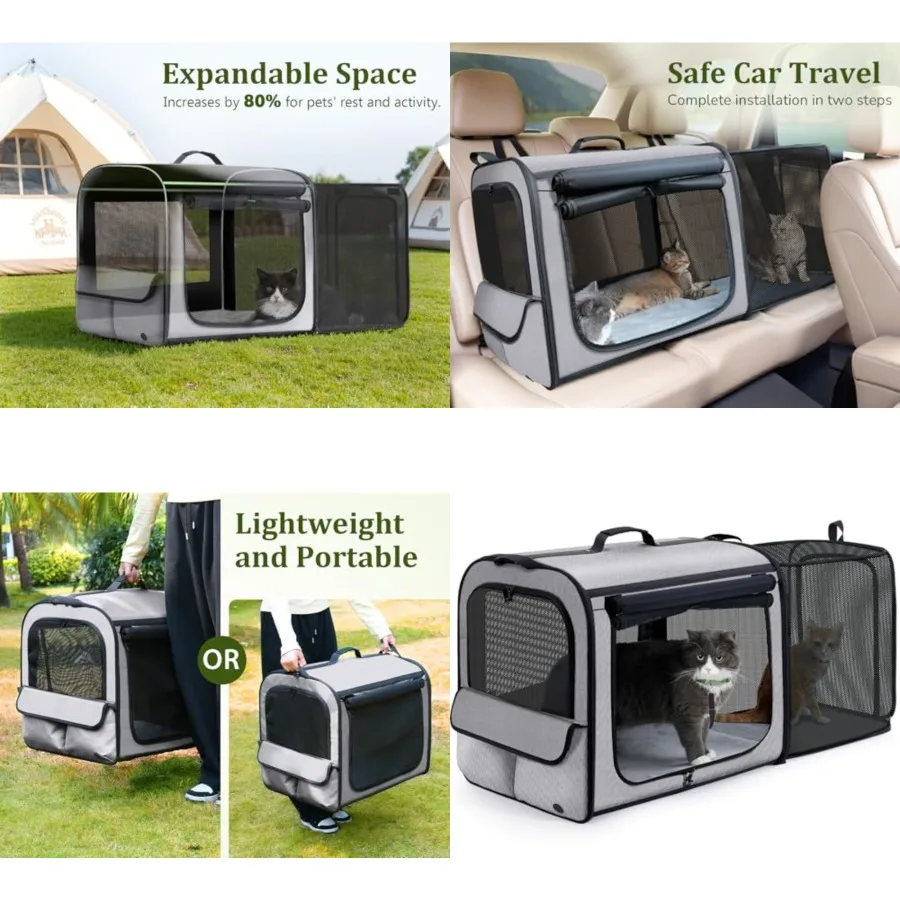 

Dog Car Carrier Stable and Light Weight, Extra Space Dog Carrier for Cars, Breathable Dog Car Crate, Foldable Pet Carrier for B