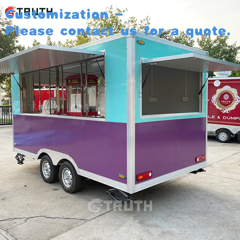 

custom.Truth Coffee Kiosk Street Mobile Food Truck Cart Travel Camping Fast Food Trailer with Kitchen