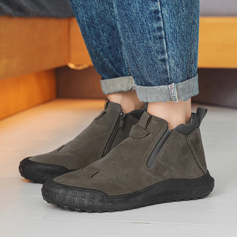 Scarpe da uomo calde in velluto invernale Stivali da neve antiscivolo da esterno Scarpe casual alte Mocassini slip-on Scarpe da ginnastica da passeggio Tênis