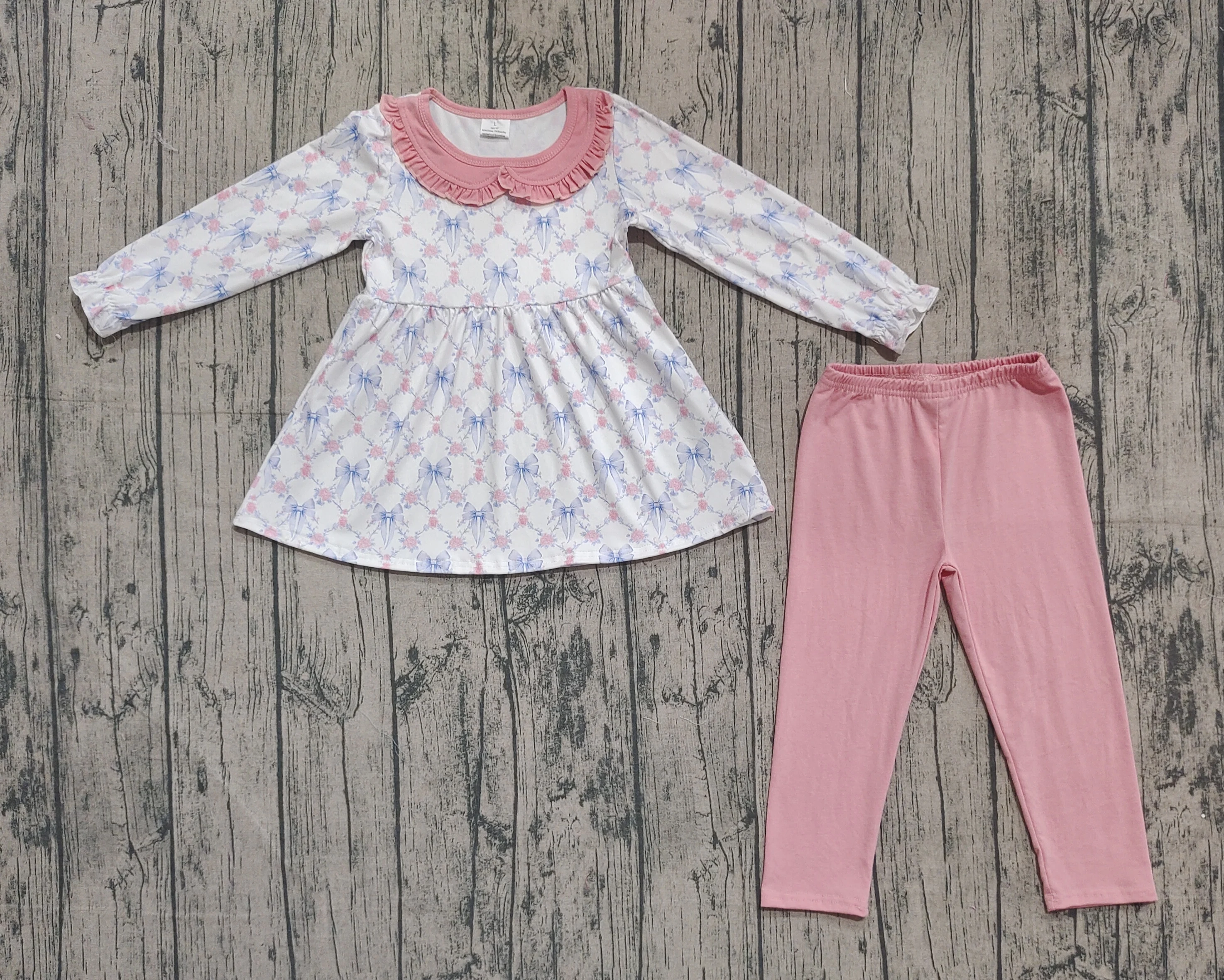 

z98-09 GLP2774 Pre-sale sample Wholesale Boutique clothes girl bow pink long-sleeved pajamas Set Autumn Children clothing