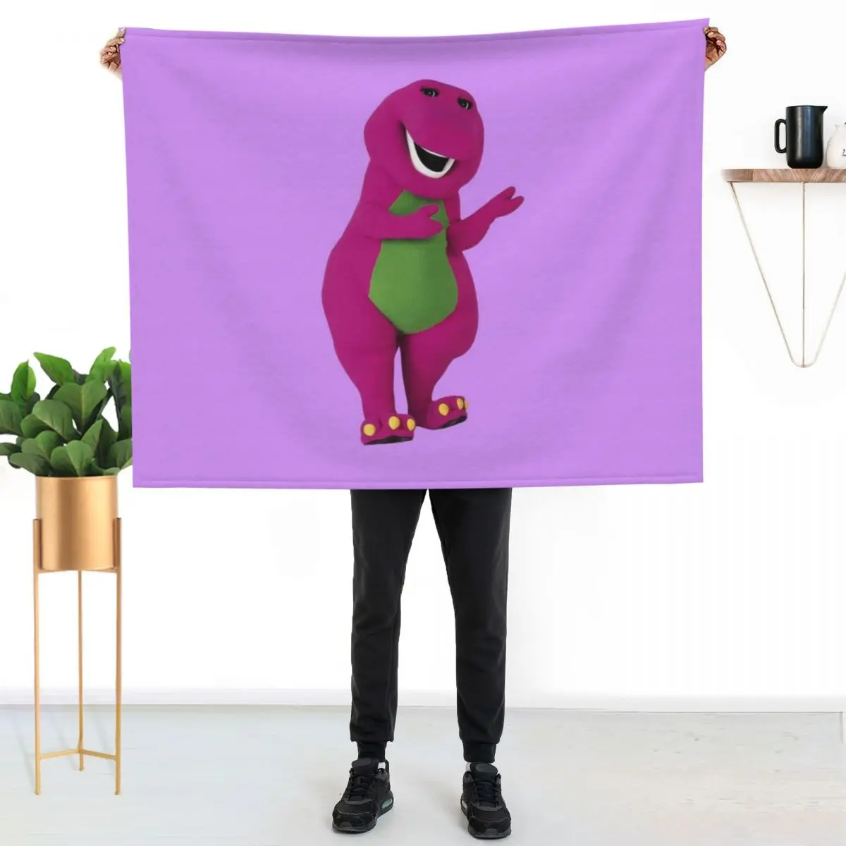 

Barney Throw Blanket Stylish Decor Blanket Gift for Friends Roommate