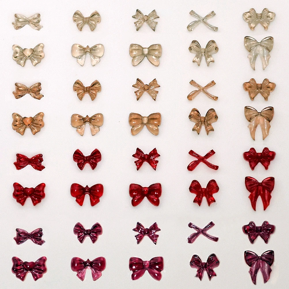 30PCS Mixed Design Transparent 3D Acrylic Nail Art  Bow Tie Accessories Charms For Nails Decoration Manicure Supplies Material