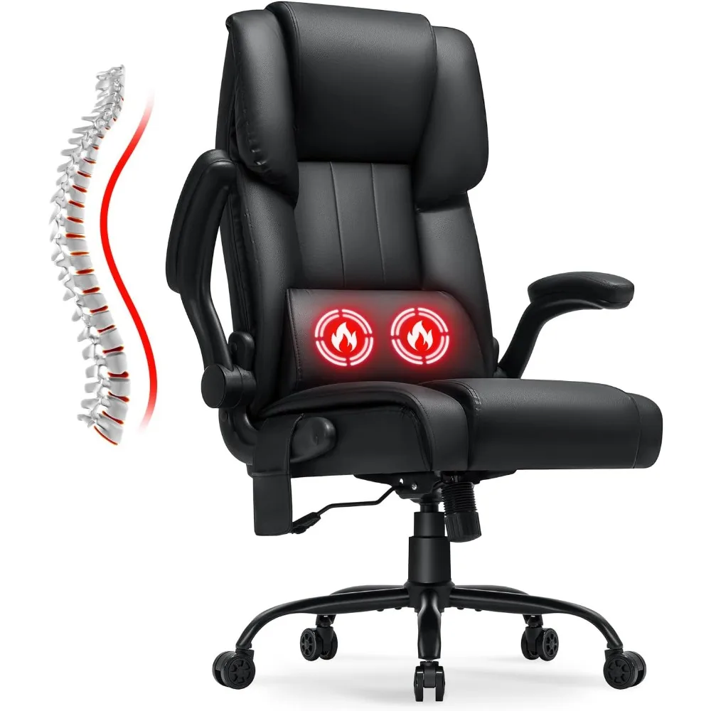 

HOFFREE Офисное кресло для руководителей с массажем и подогревом Большие и высокие компьютерные кресла с откидными подлокотниками с высокой спинкой из искусственной кожи Ча