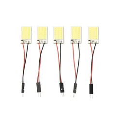 5pcs Car Interior Panel DC12V 48 White COB 18 LED Chips Car Interior Reading Lamp Decorative Lights Auto Accessories