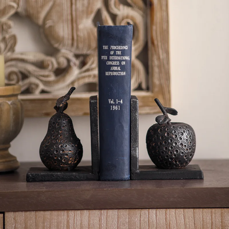 

Настольная подставка-органайзер для книг в скандинавском минималистичном стиле, из литого железа, в форме фрукта, черная, для офиса и кабинета, декоративное украшение