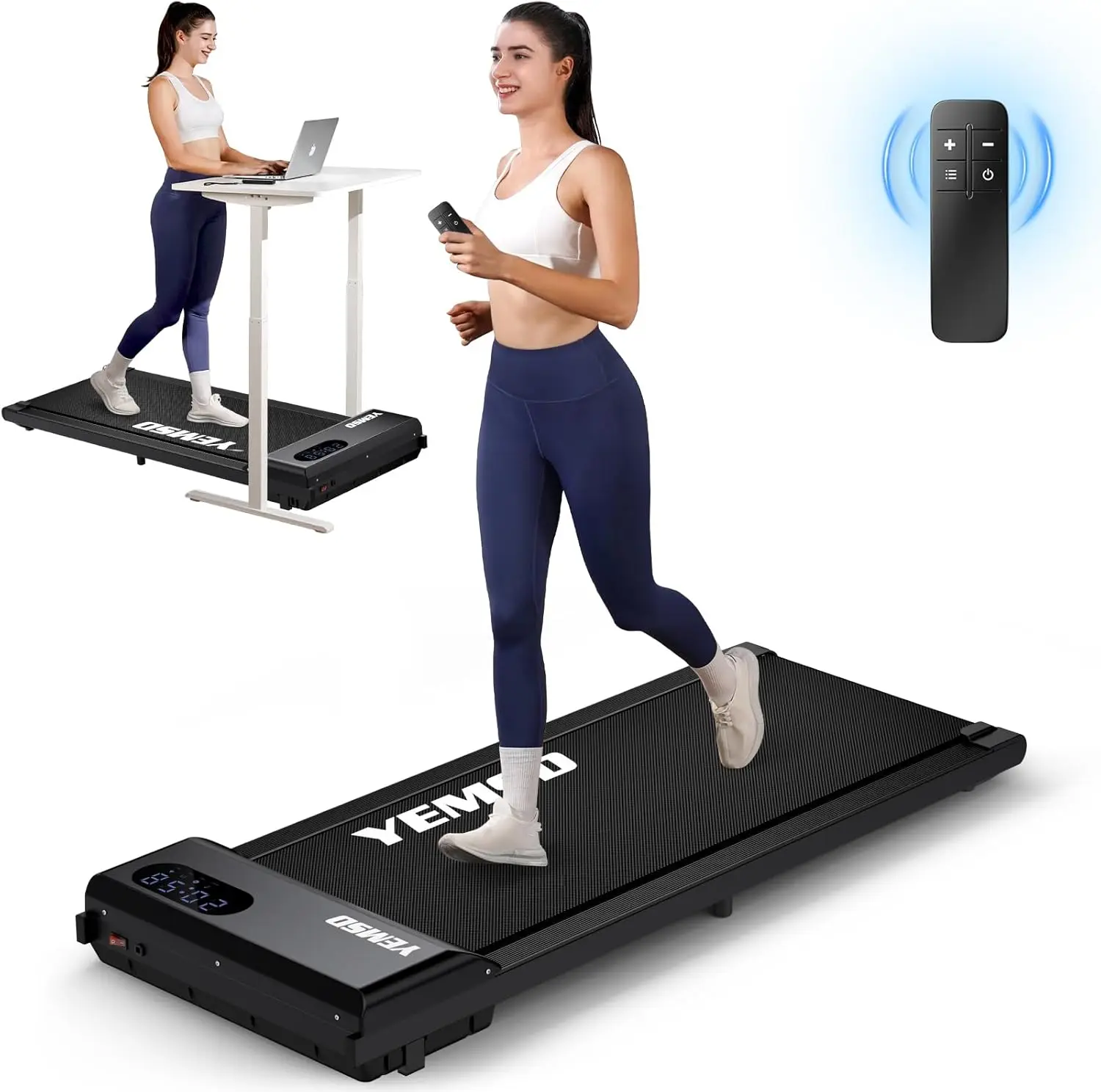 

Pad, Walking Pad Treadmill 330 lb Capacity，3 in 1 Portable Under Desk Treadmill for Home and Office with Remote Control,