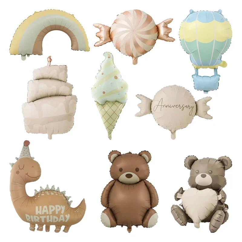 Matte Frosted Foil Balloon Cartoon Bear Cake Candy Balloons Wedding Baby Shower Birthday Party Activity Decoration Helium Globos