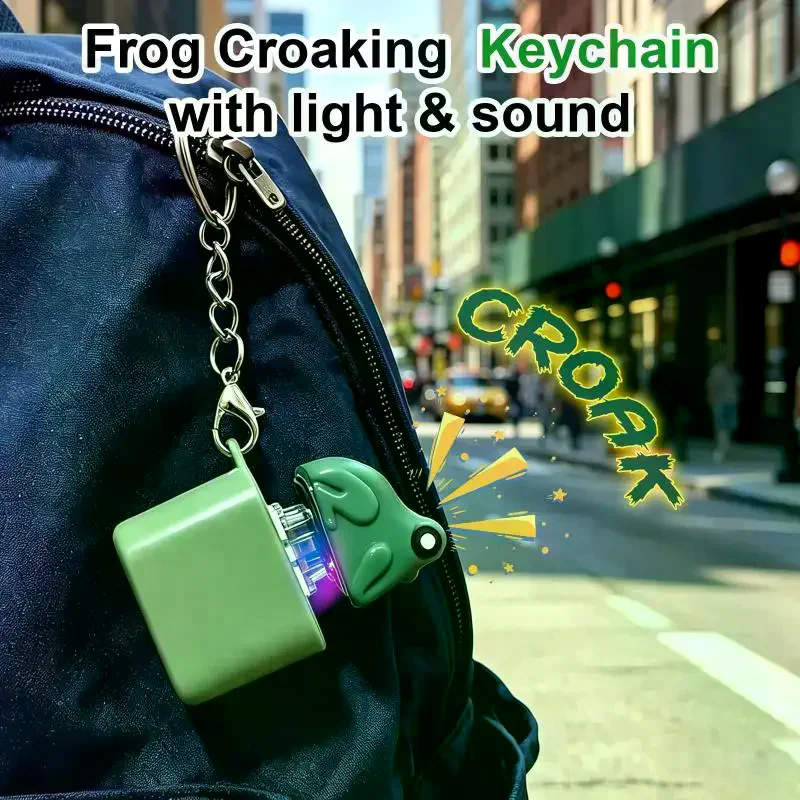 Frog Fidget Toy Keychain with Sound & LED Lights, Funny Frog Clicker Toy for Stress Relief & Anxiety