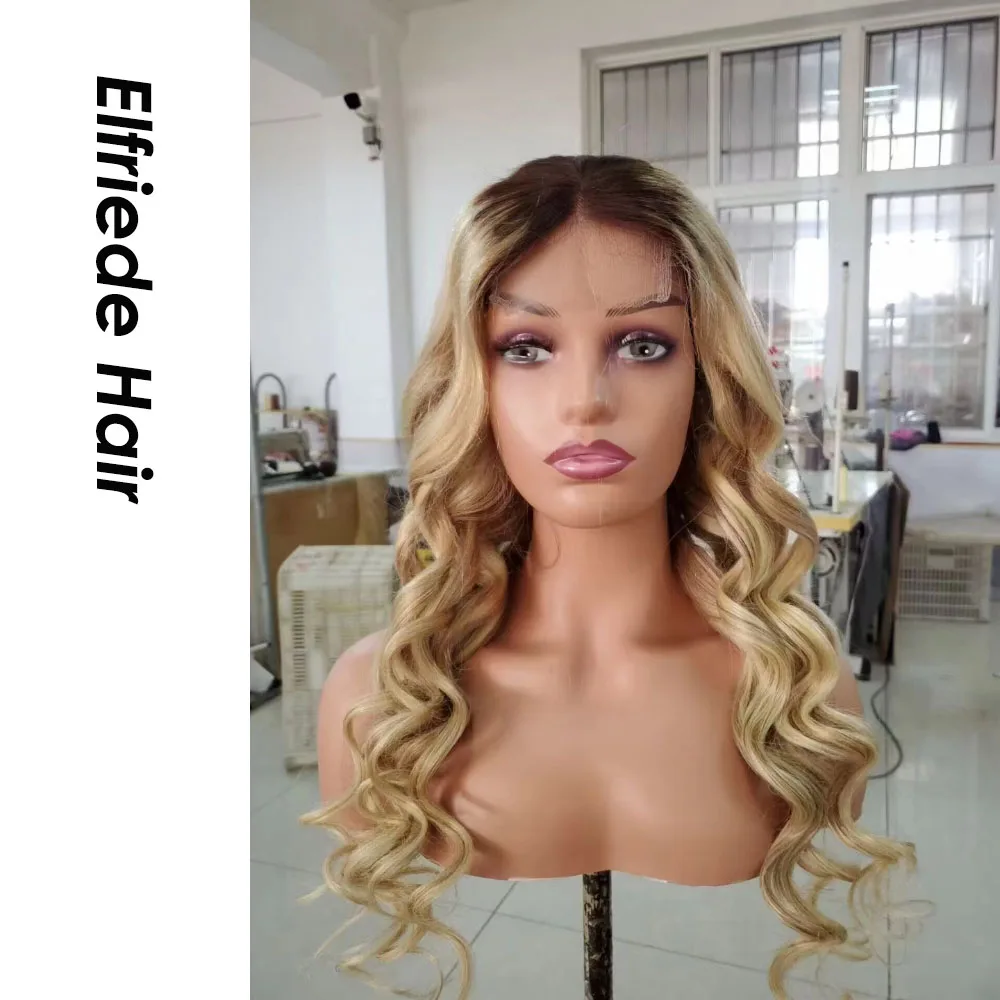 Elfriede #T4/27 Ombre Honey Blonde Loose Wave Lace Front Wigs for Women 4x4 13X4 13X6 HD Lace Frontal Wig 100% Human Hair Wigs