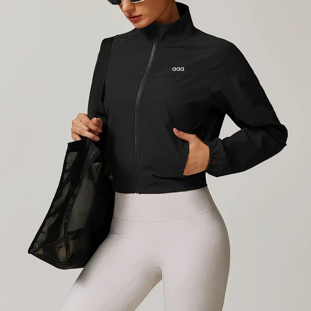 Quick Dry Breathable Stand Collar Running Jacket for Women Yoga Outdoor Fitness Sports Activewear Top