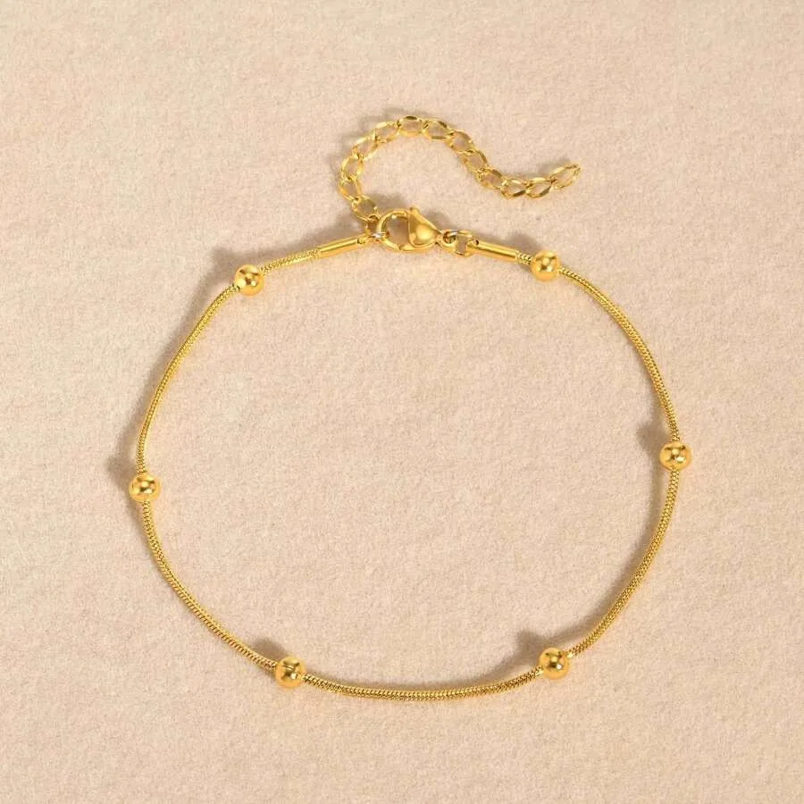 أنيقة بسيطة الذهبي الأفعى حبة سلسلة الخلخال للنساء الفولاذ المقاوم للصدأ خلخال ارتداء اليومي مجوهرات هدية لأفضل صديق