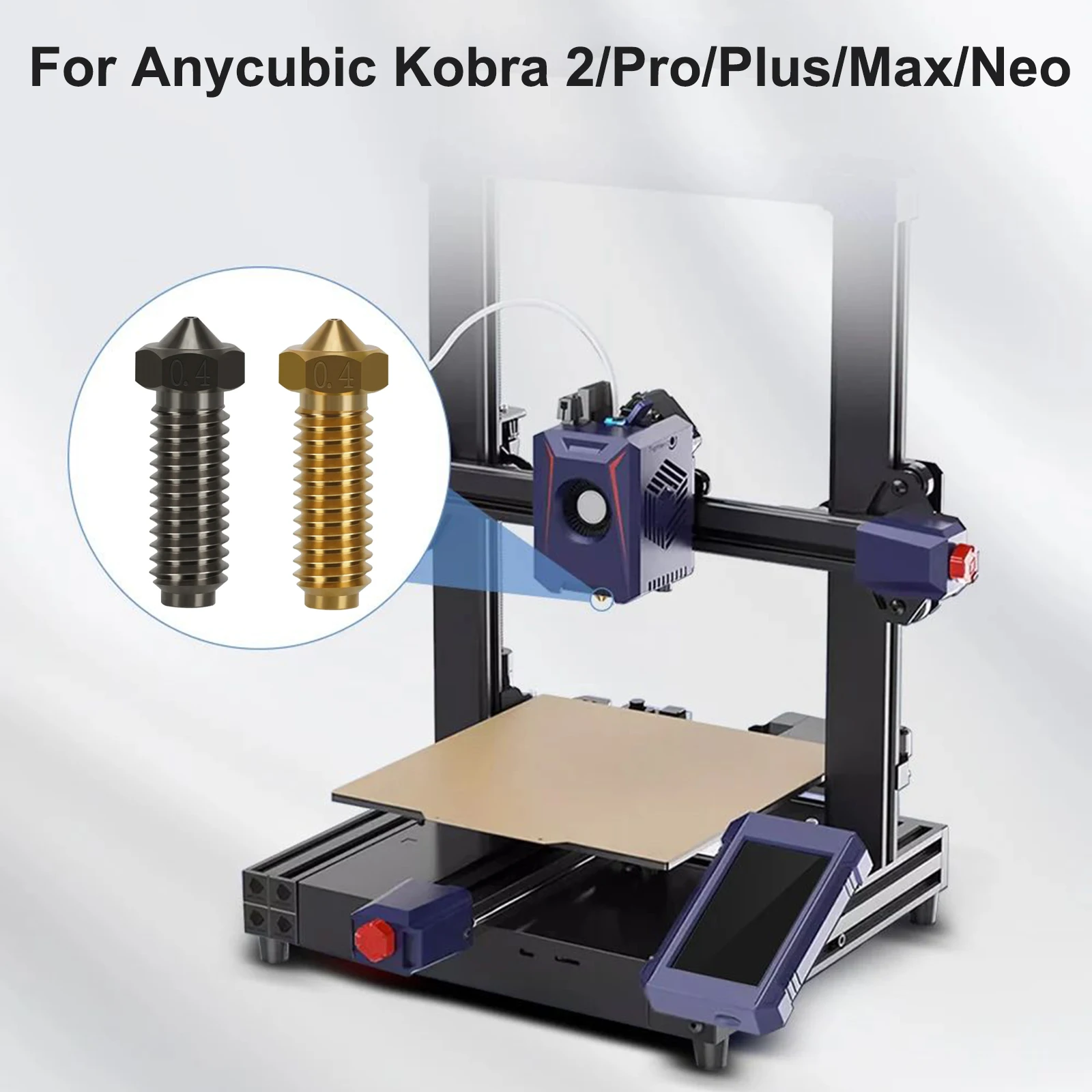 Upgraded Nozzle for Anycubic Kobra 3 2 Neo Pro Plus Max 1.75mm Filament Brass Hardened Steel Volcano Nozzle for Anycubic Kobra2