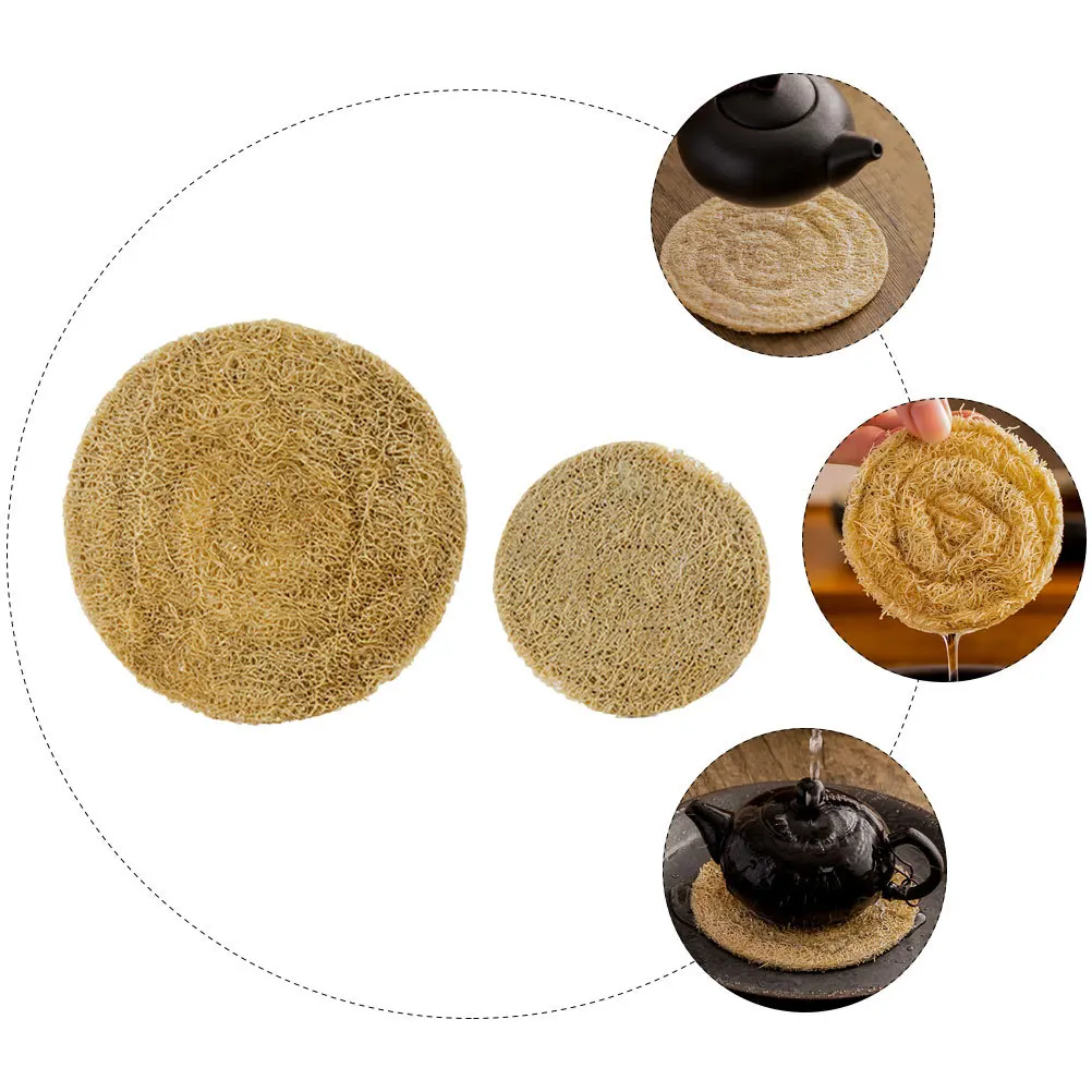 

2Pcs Delicate Loofah Coasters Reusable Cup Pads for Tea Coffee Heat-Resistant Kitchen Dining Table Loofah Coaster