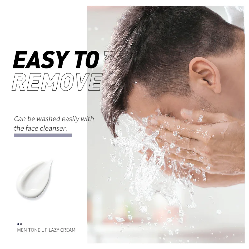 50g LAIKOU Men'S Lazy Cream Invisible Pores Oil-Control Natural Concealer Skin Primer Base ​Makeup BB Moisturizing Cream