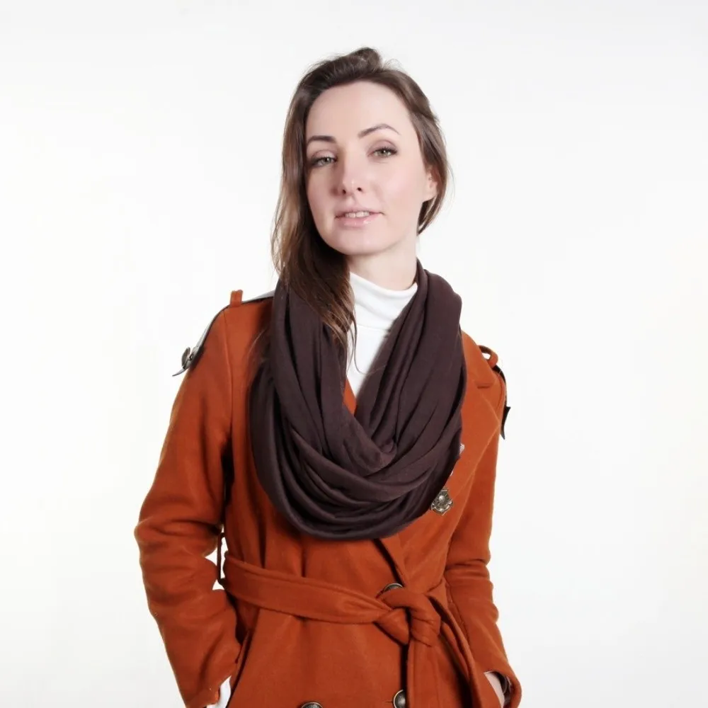 Fashion Solid Color Infinity Scarf Lightweight Soft Circle Scarf Cotton Blend Loop Scarf for Women