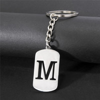 Punk DIY 26 English Alphabet Keychain Men Metal Initial Letters Pendant Key Chain Ring Couple Gifts Fashion Jewelry Accessories