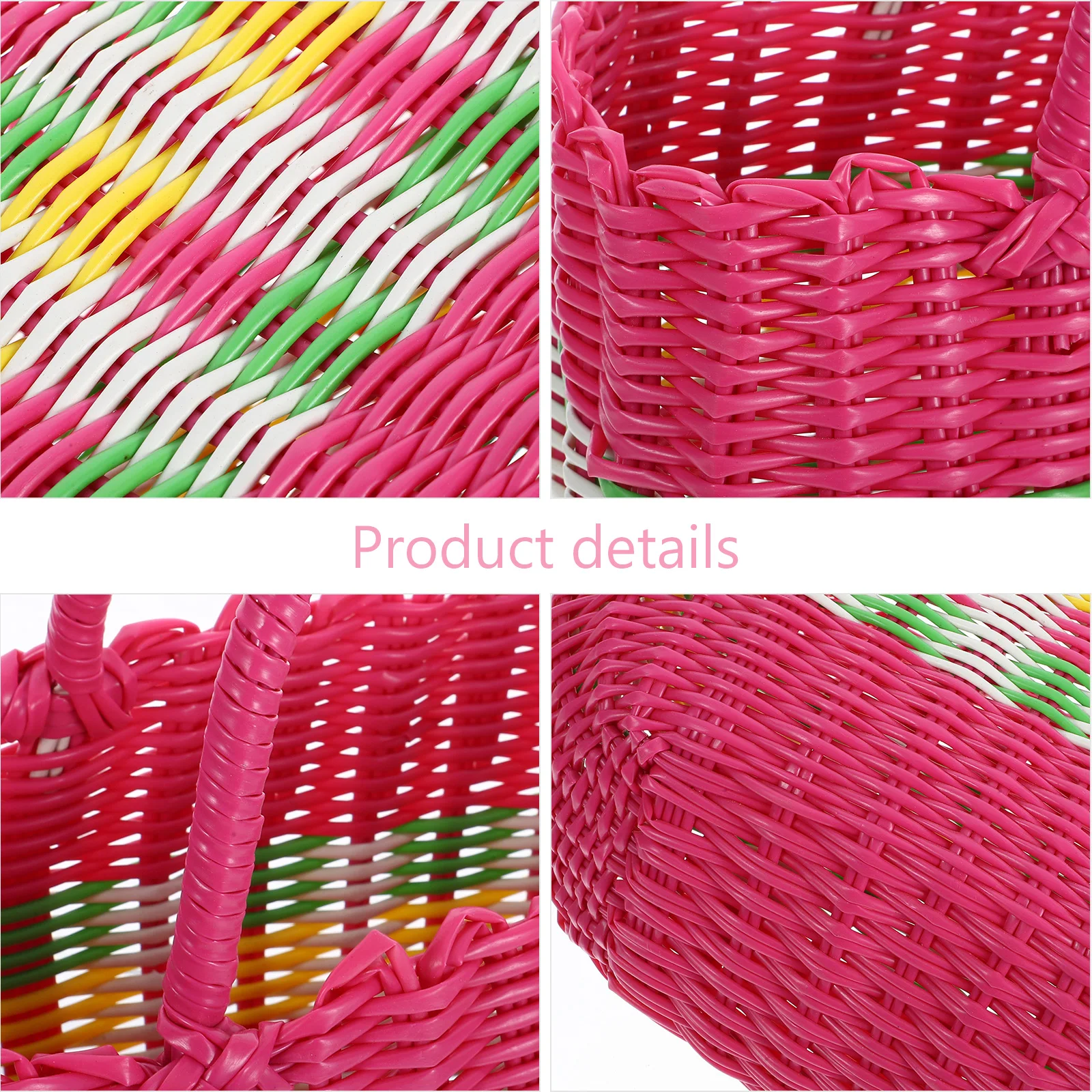 

Plastic Woven Basket Medium Size R om Color Durable Storage Container Lightweight Shopping Bath Gift Household Portable
