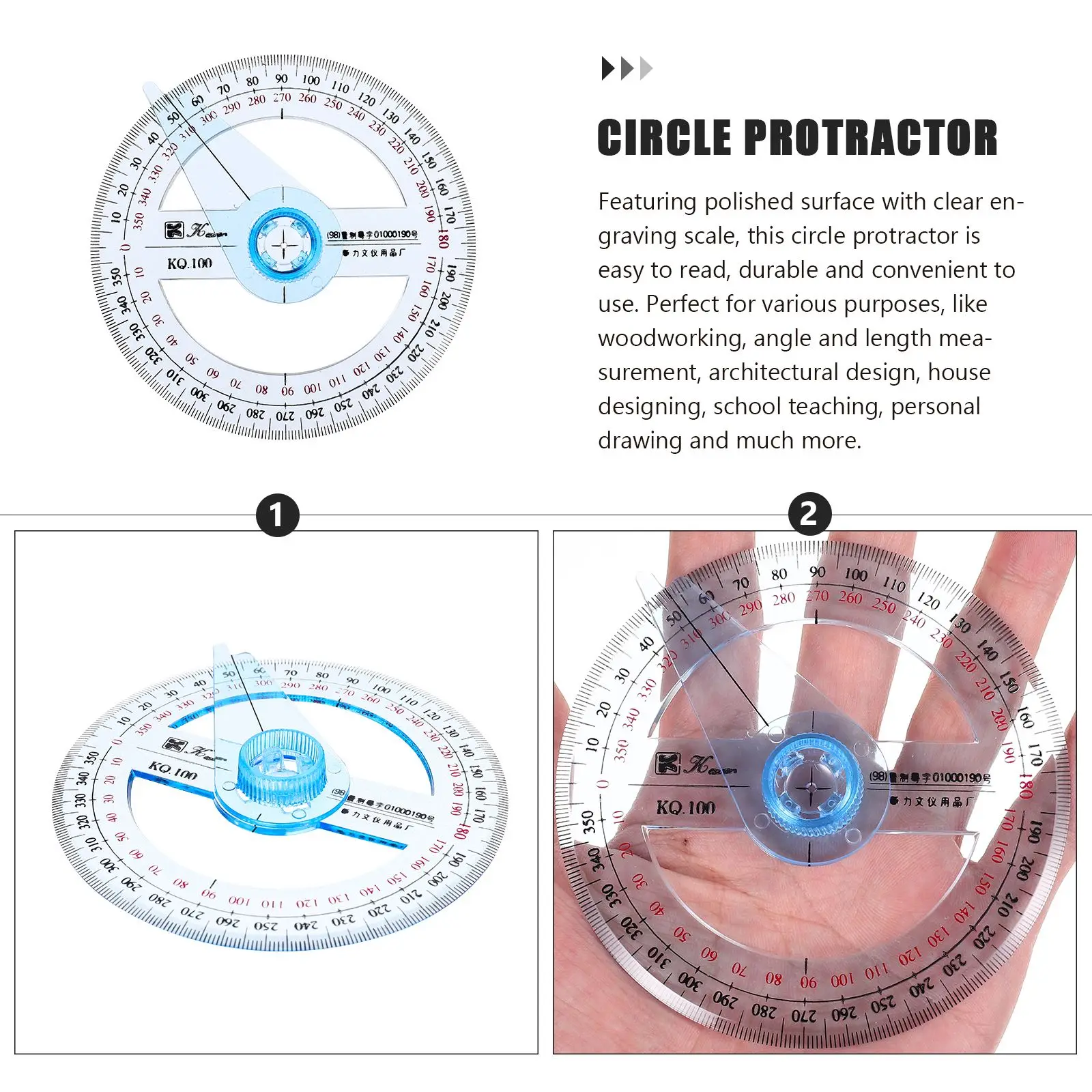 Regla de medición para carpintería, herramienta de dibujo de brújula circular, 4 piezas, 360 grados, geométrica