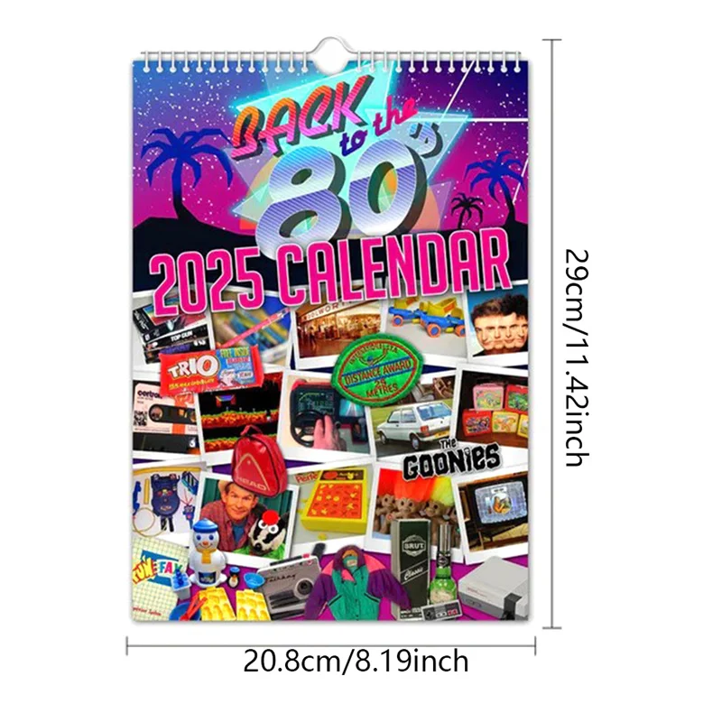 Zurück in den 80er Jahren 2025, neuer Kalender, geheimnisvolles Geschenk für Familie und Freunde, Wandkalender