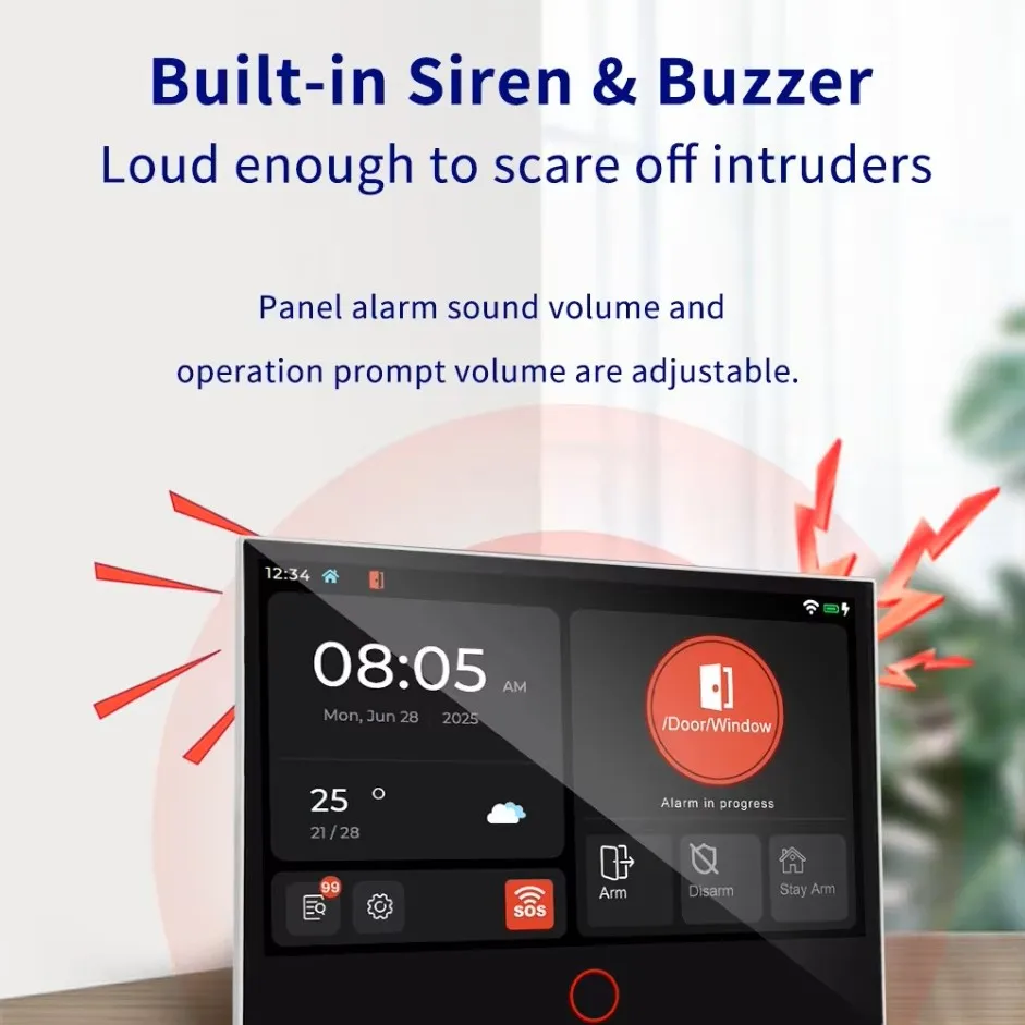 G74 Smart Alarm System Kits Tuya Alarm Smart Security Protection Panel Kit Inteligente Alexa Home Security System 6 languages