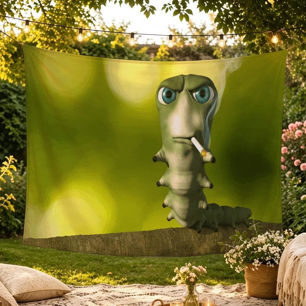 Funny Green Caterpillar Abstract flag Advertising Banner for Camping Decoration Outdoor & Garage Wall Hanging Decorations