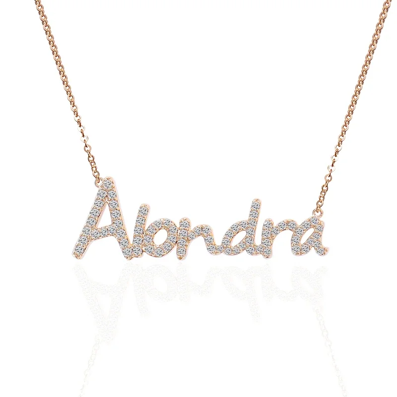 

Custom Name Necklace 10K Gold Fashion Letter Initial Necklace Pendent With Moissanite Diamond Necklace For Men Women