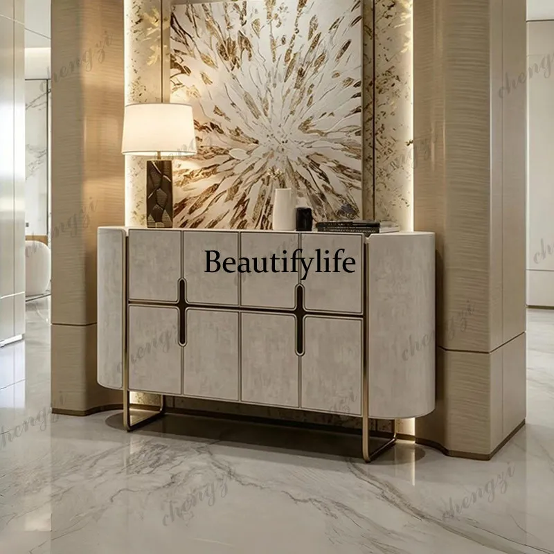Italian light luxury marble dining side cabinet multi-functional entrance entrance cabinet high-end villa living room decoration