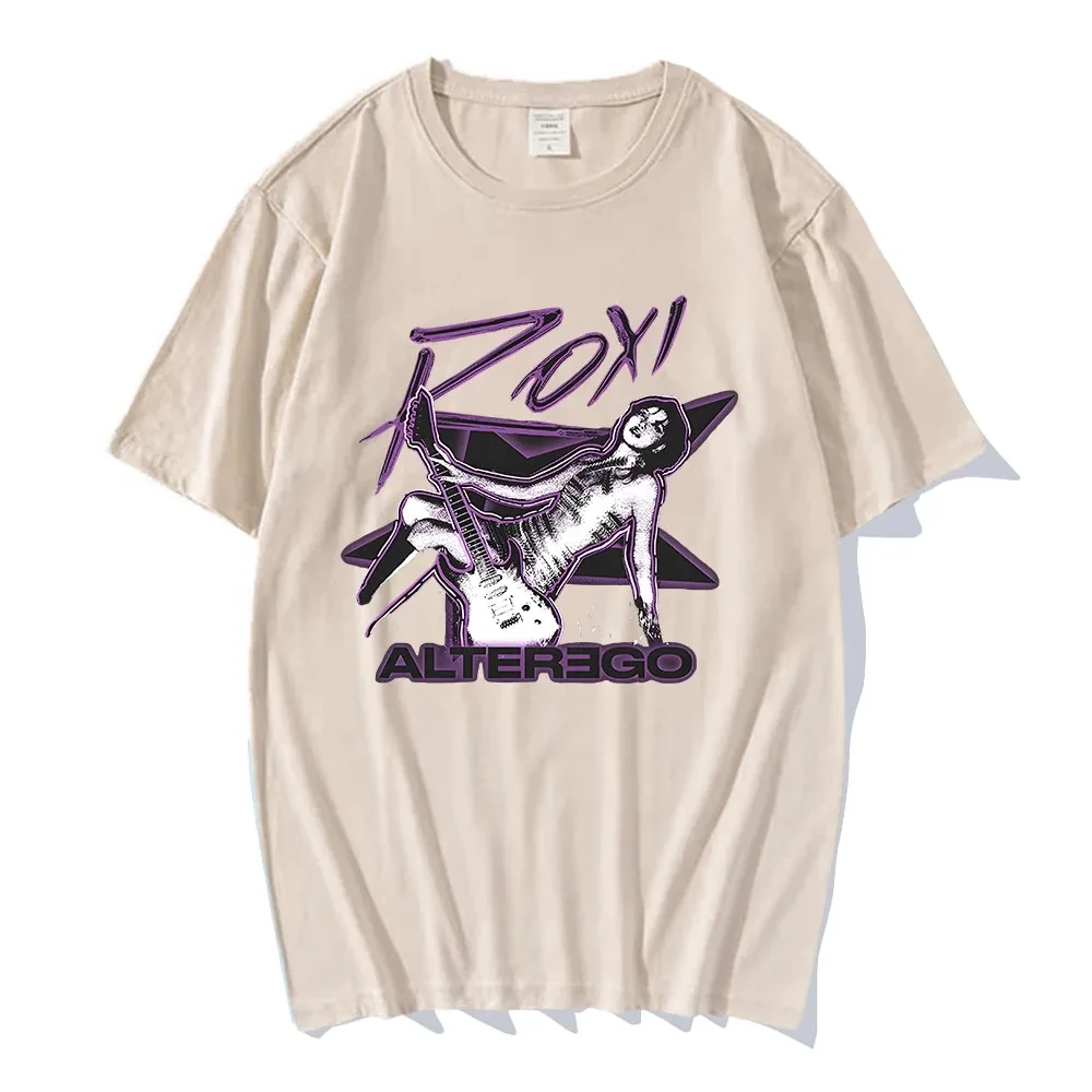 2025 ألبوم جديد تغيير الأنا طباعة بلايز المغني الكوري ليزا موضة المرأة تي شيرت قصير الأكمام الجولة الرقبة تي شيرت تيز