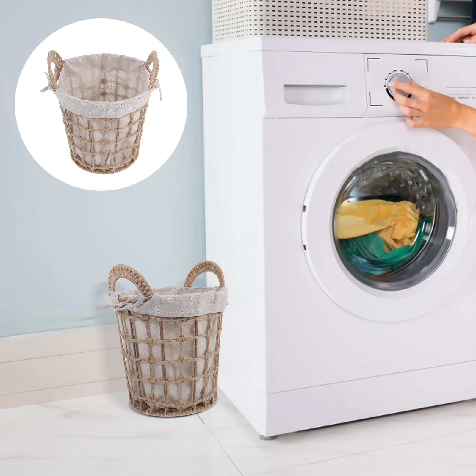 

Laundry Basket Large Capacity Woven Storage Basket Portable Practical Dirty Clothes Organizer for Home Bathroom