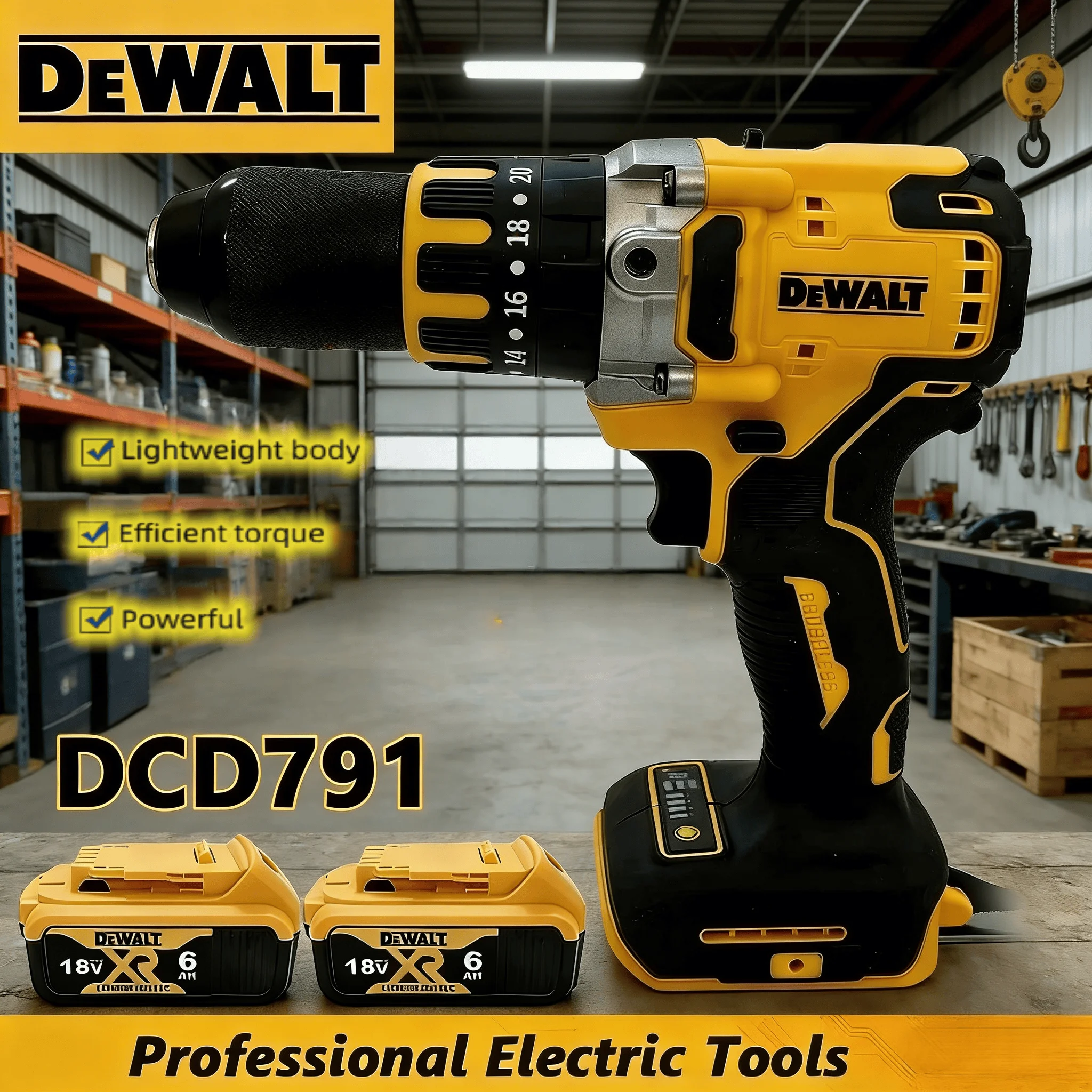 DEWALT DCD791 Compact Brushless Cordless Drill Screwdriver Multi Functional Rechargeable Electric Power Tool