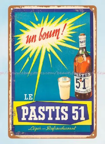 pastis 51 metal tin sign restaurant pub of accent walls