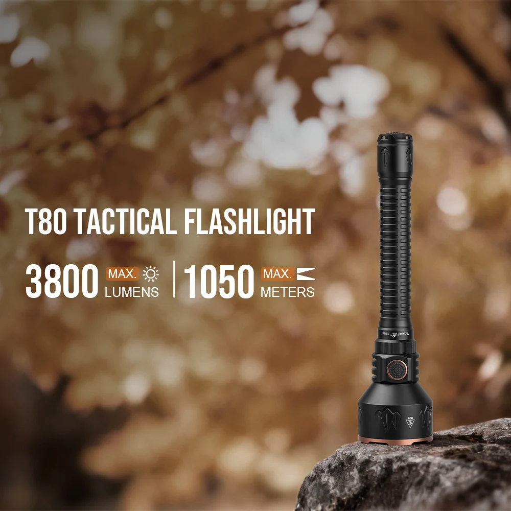 Trustfire T80 Full  Kit 3800 Lumens 1050Meter Light Range Large Tactical LED Flashlight Rechargeable LED Torch for Hunting Hiking Camping With Rat Switch and Alloy Holder