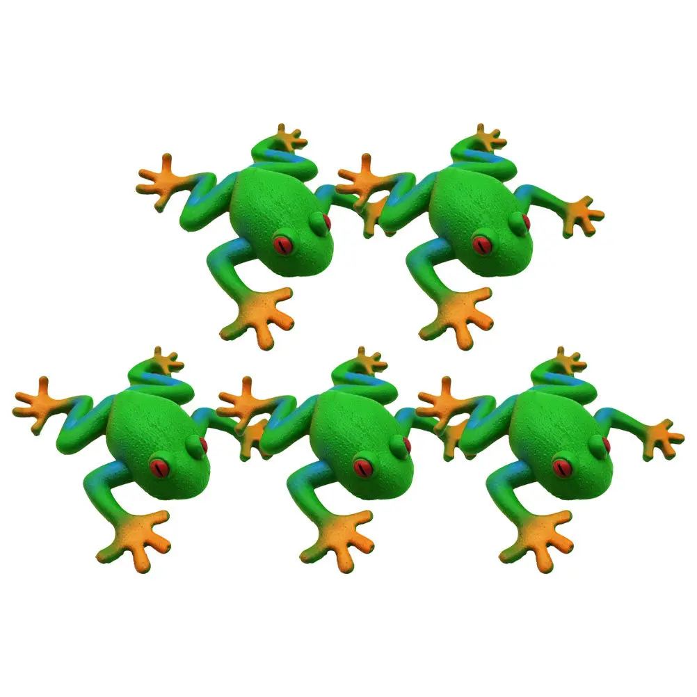 5Pcs Frog Shaped Stress Relief Squeeze Animal Soft Flexible Fun for Birthday Party Favors Classroom Desk Fidget