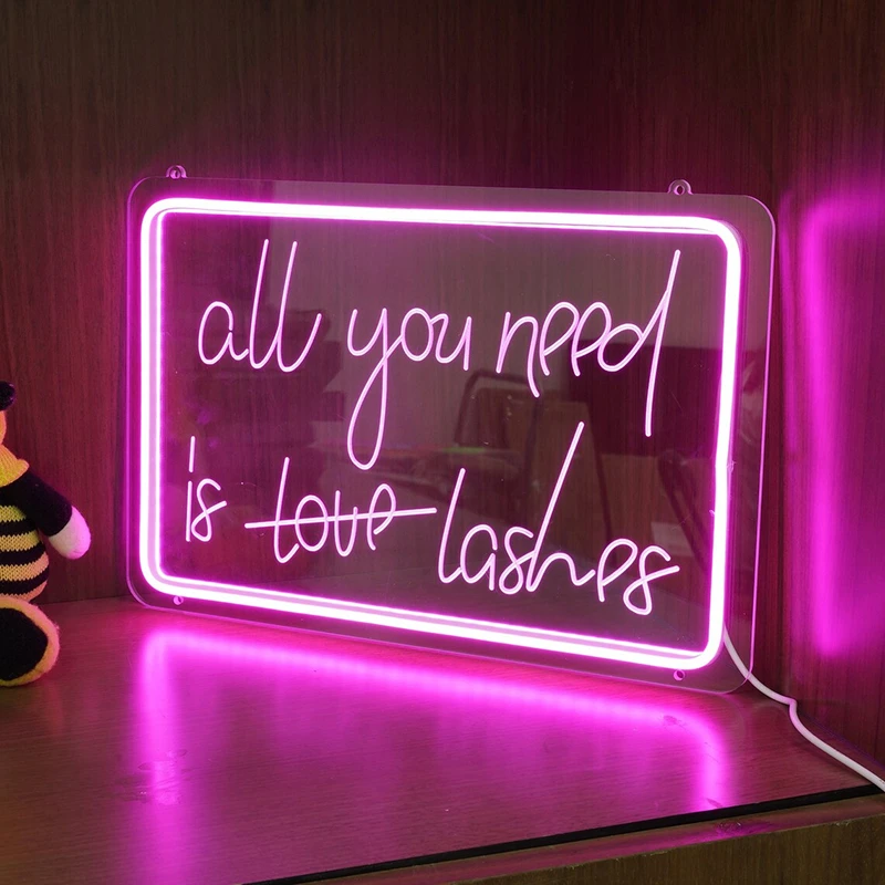 Beauty Salon Neon Sign Nails All you Need Is Lashes Led Neon Lights Sign Wall Decoration Lamps Indoor Store Home Room Decor