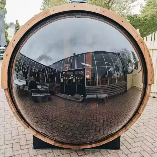 Manufacture Wholesale Barrel Sauna Outdoor Sauna Room Dry Steam Sauna with Panoramic Window