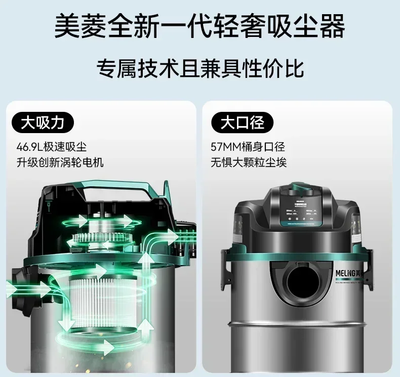 مكنسة منزلية بشفط كبير - دلو صناعي، مثالي للتنظيف الأولي، استخدام الجمال والفجوة، أداء قوي