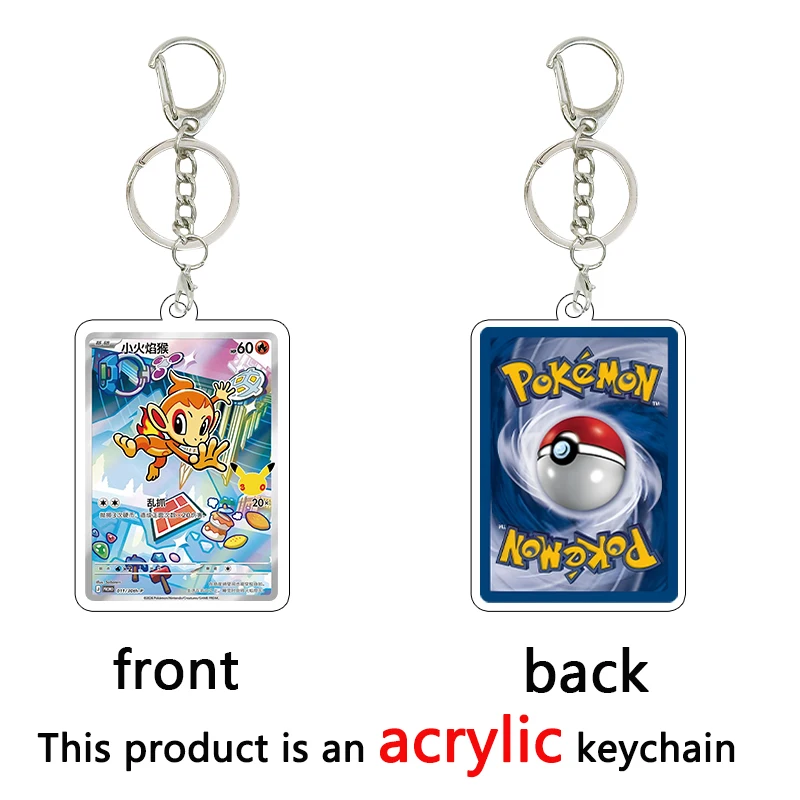 Anime PKM Diy TCG 30th Anniversary Bulbasaur Squirtle Charmander Acrylic Keychain Game Small Card Shape Charm Pendant Gifts Toys view 2