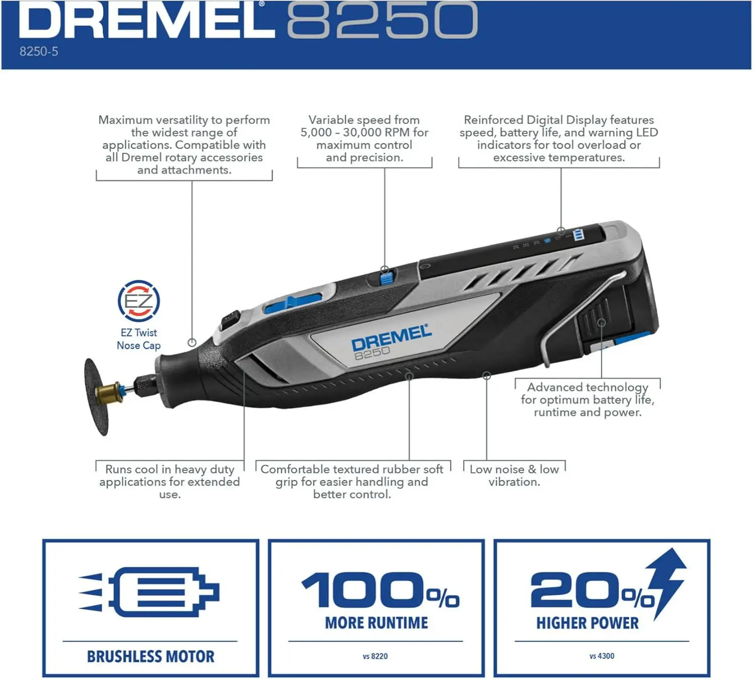 12V Lithium-Ion Battery Brushless Motor Cordless Rotary Tool Bundle with All-Purpose Accessory Kit (2 Items)