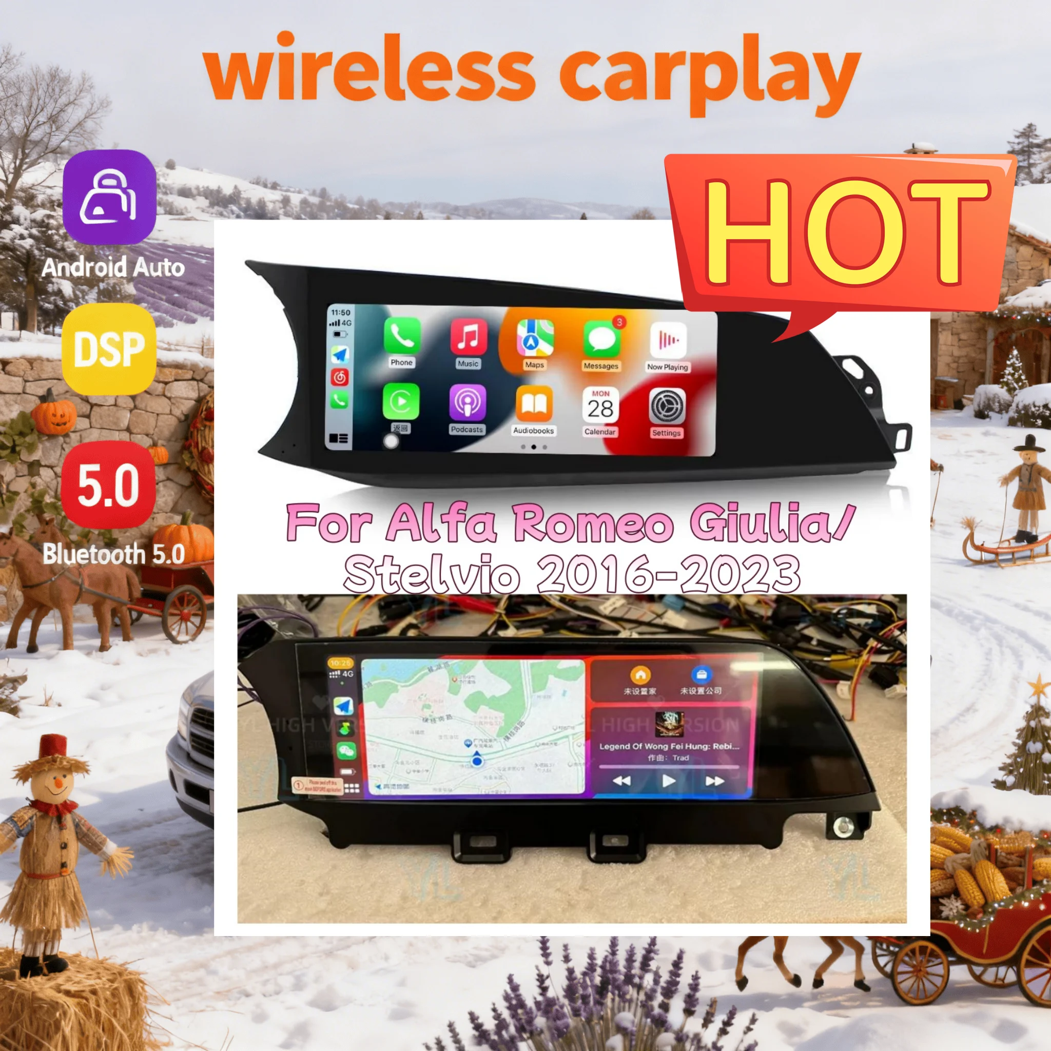 

Android 14 For Alfa Romeo Giulia Stelvio 2016-2023 Car Radio Automobile Multimedia CarPlay Auto Bluetooth 5.0 GPS Naviga Stereo