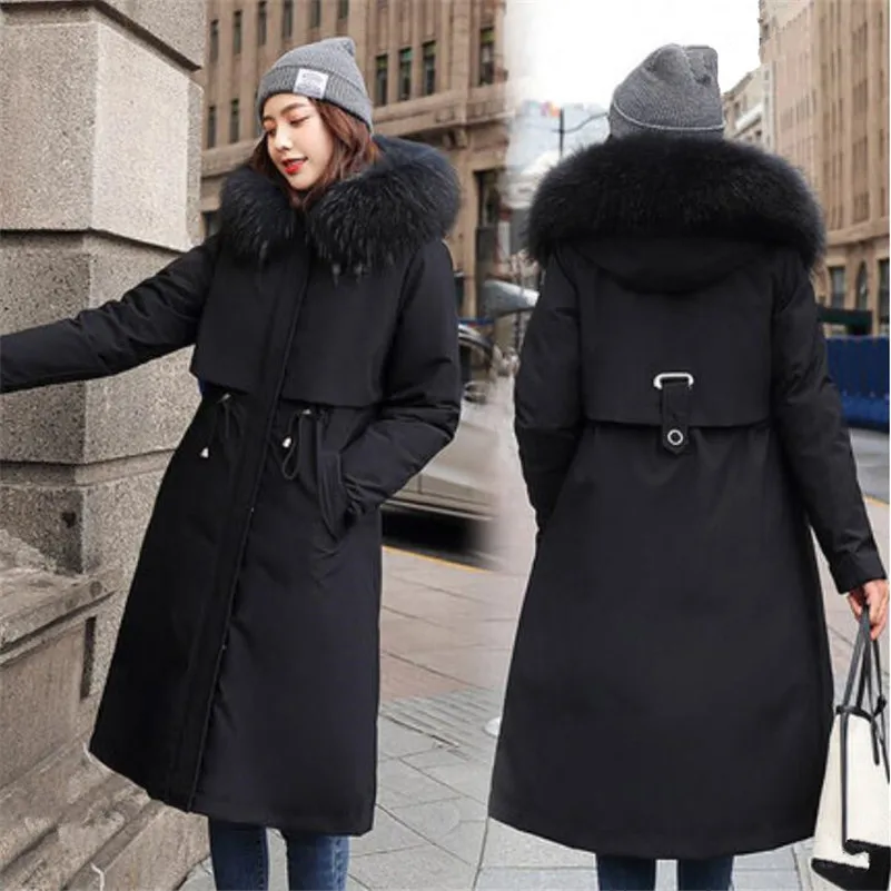 2024 New Winter Women\' fashion coat long warm parka Jacket A-line hooded female clothing 9 Colors Office Lady winter clothes