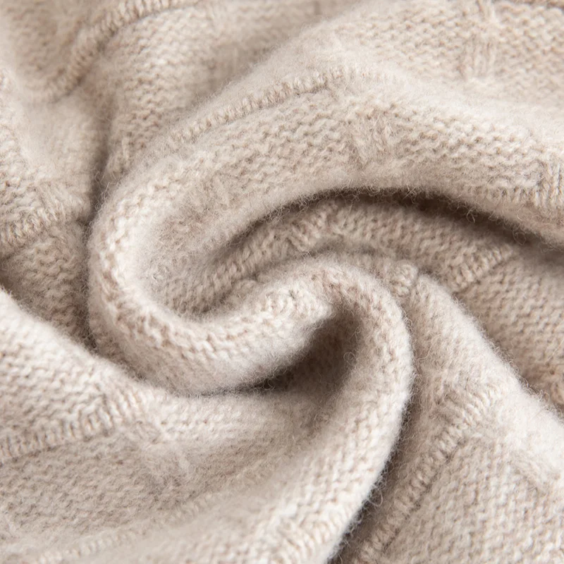 メンズ 100% メリノウールセーター O ネックスクエアジャカードプルオーバー秋冬スマートカジュアル長袖ジャンパーカシミア厚いトップ