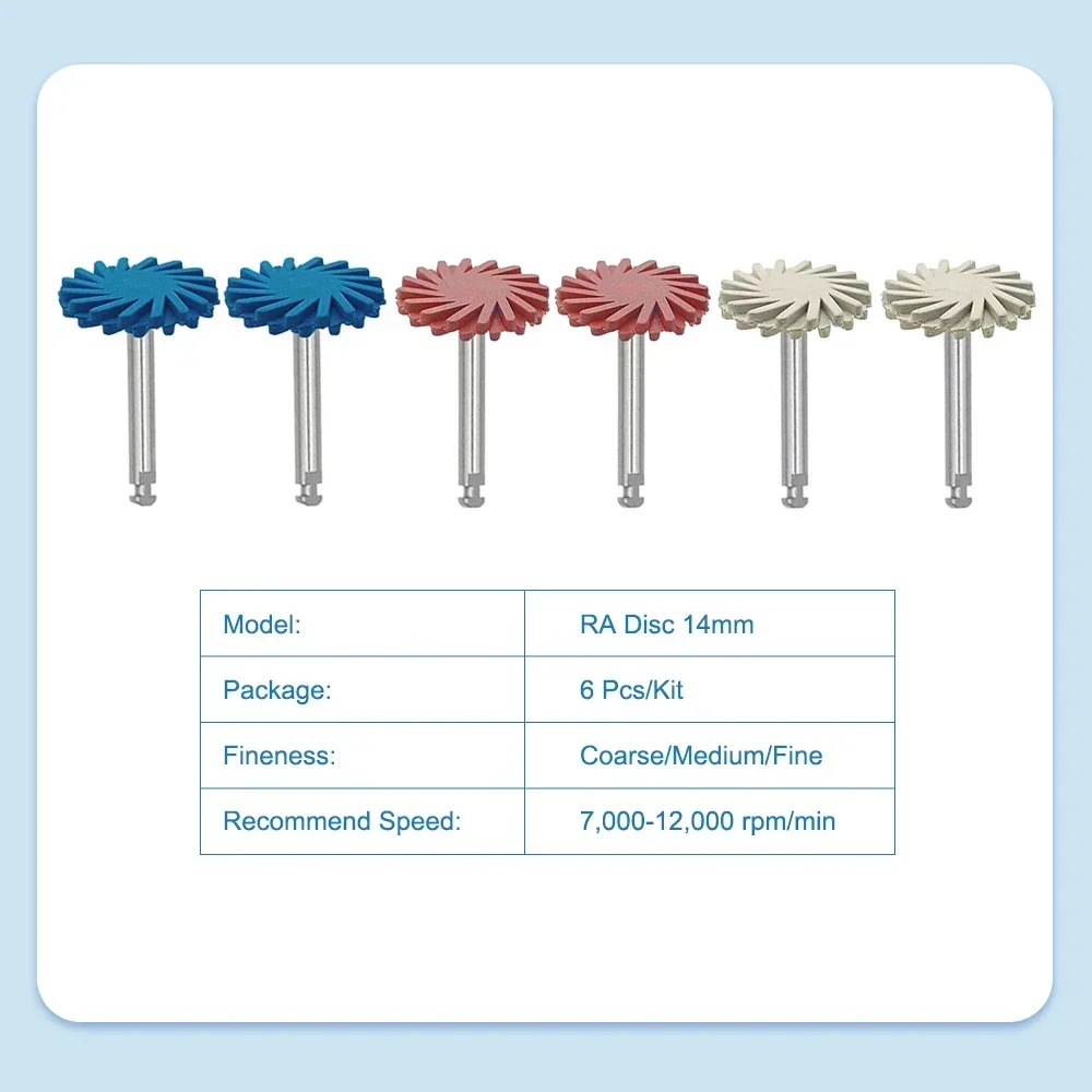 ELIJAH Dental Rubber Polisher Composite Resin Polishing Diamond System RA Disc 14mm Wheel 3 Colors Diamond Spiral Flex Brush — zdjęcie 3