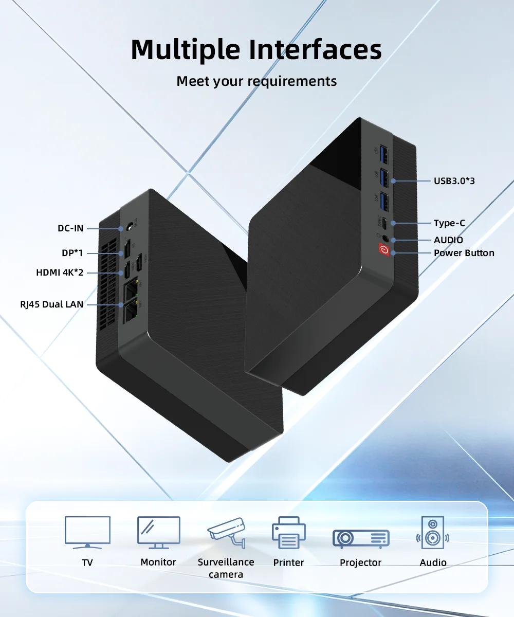 TexHoo MINI PC AMD R7 7730U Ryzen 5 7530U 4500U Dual DDR4 WIFI6 LAN*2 1*DP 2*HDMI 3 Display Desktop Computer Windows11 3xUSB3