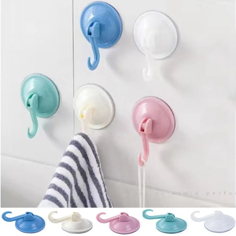 Round Vacuum Suction Cup Hook Colorful Self Adhesive Wall Vacuum Hooks Waterproof Removable Wall Strong Suction Cup Hook