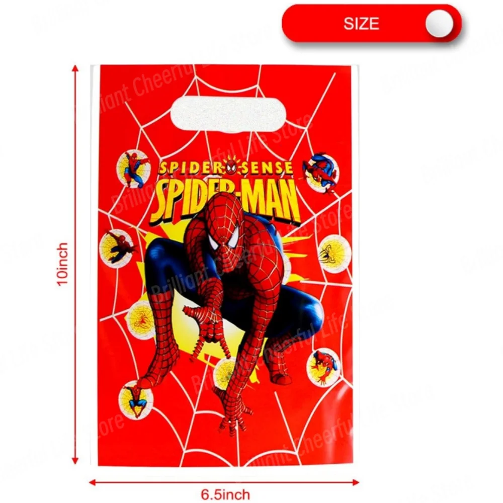 10/20/30Pcs Spiderman Party Gift Bags Spider Theme Plastics Candy Bag Boy Loot Bag for Kids Birthday Party Favors Supplies Decor